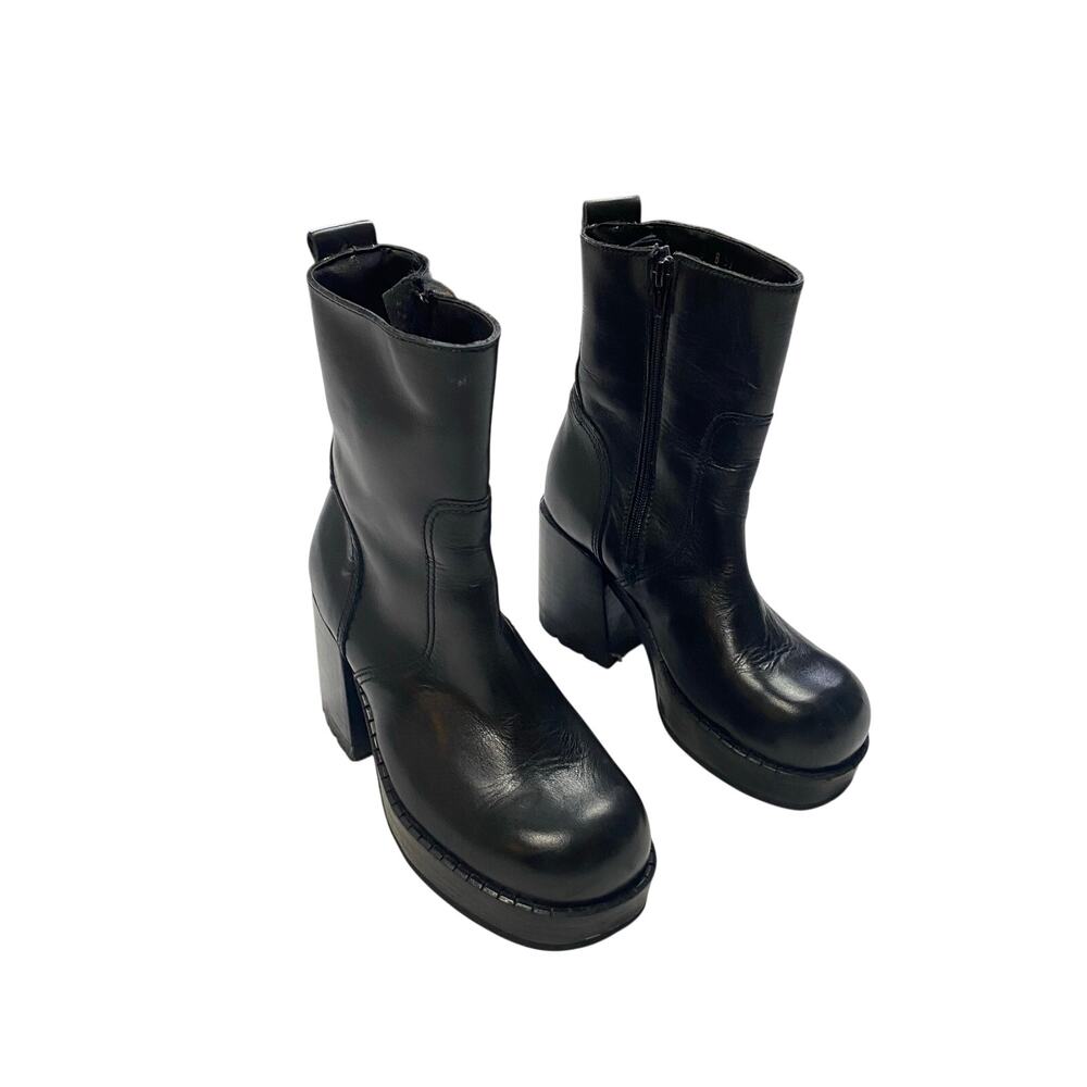 Vintage 90s Y2k Steve Madden Black Leather Platform Boots